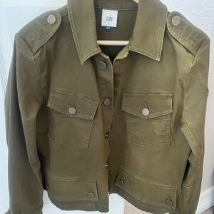 CAbi Womens Evans Button Down Fall Denim Jacket Olive Green Small